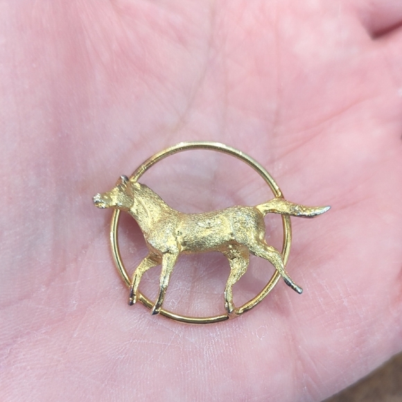 Equestrian Jewelry - 1960's/50's Gold Tone Horse Pin